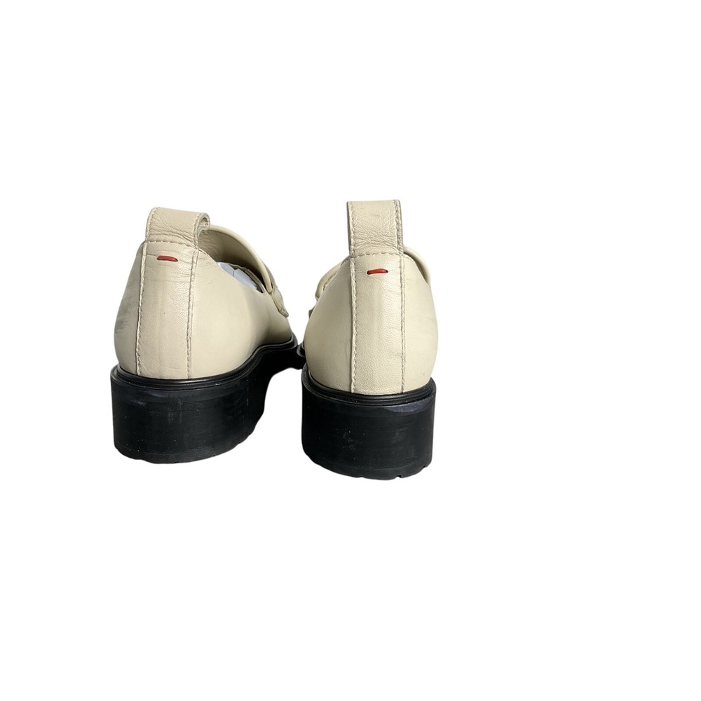 Aeyde Ruth Lug Sole Platform Italian Apron-toe Loafer Crème With A Chunky Heel - Picture 6 of 12